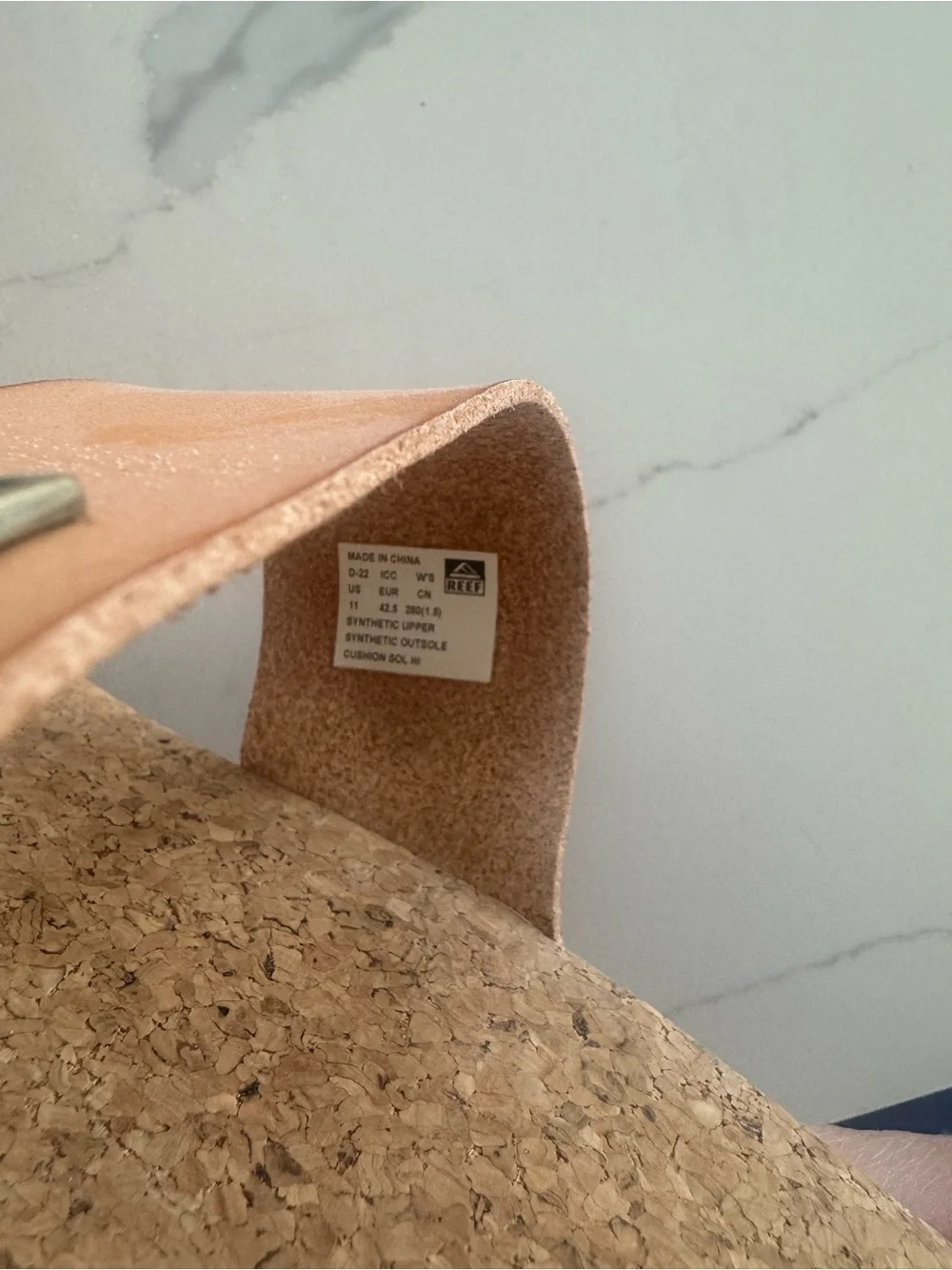 Reef Tan Leather platform Cork Footbed Thong Sandals